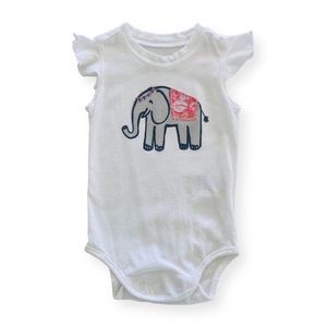 OshKosh Girl Baby Girls’ Elephant Ruffle Sleeve Onesie Size 6 Months